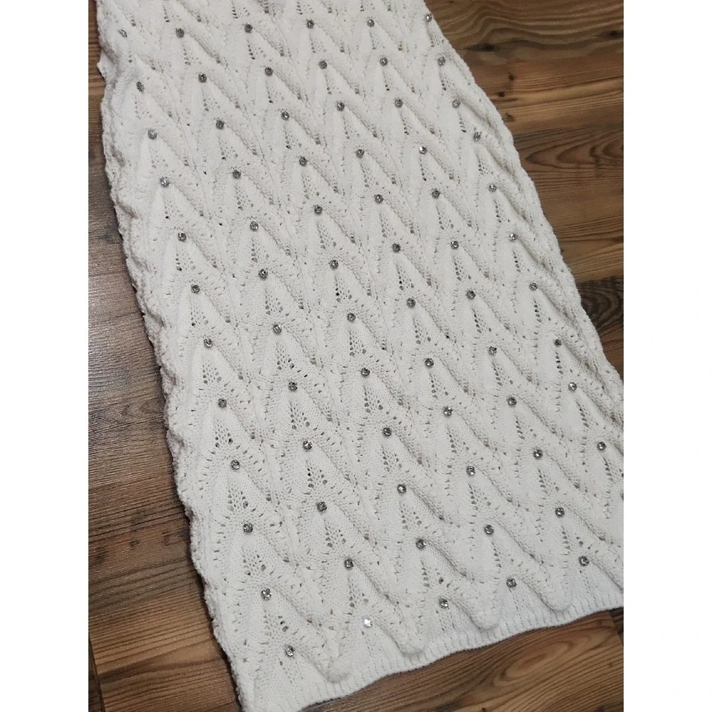 Industry Knit Crystal Baddie‎ Sweater Midi Rich Mom Pencil Skirt Stretch Small